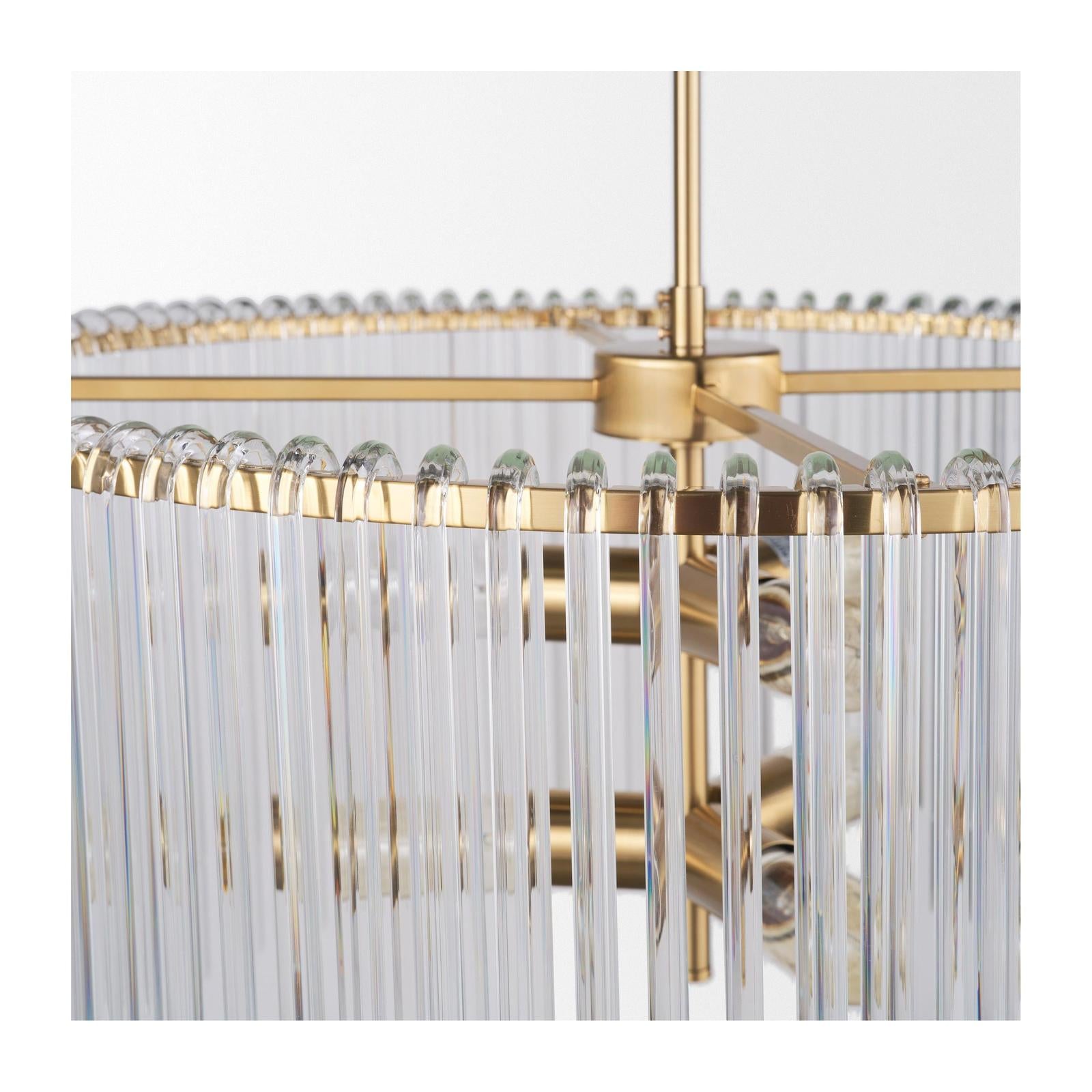 Mercana Elsa Clear Glass and Gold Metal Frame Six Bulb Chandelier