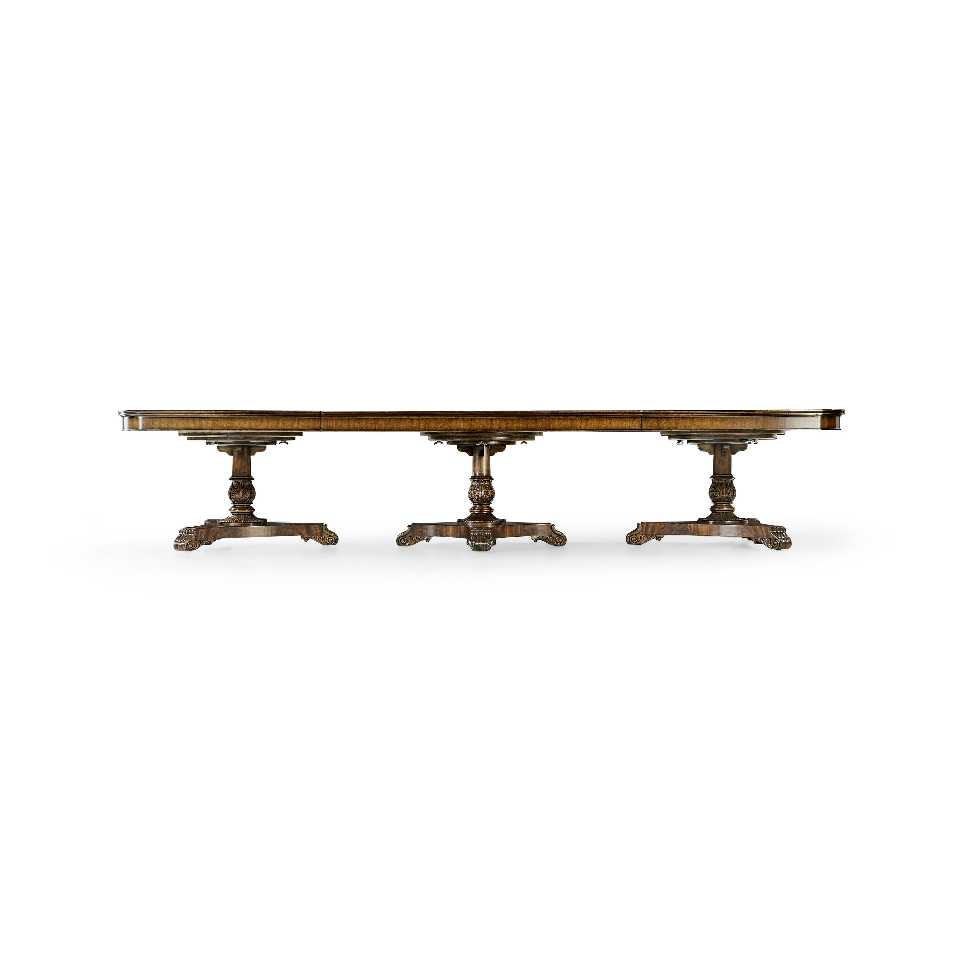 Jonathan Charles Crotch Walnut Triple Pedestal Dining Table 158