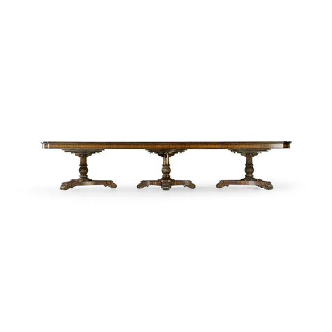 Jonathan Charles Crotch Walnut Triple Pedestal Dining Table 158