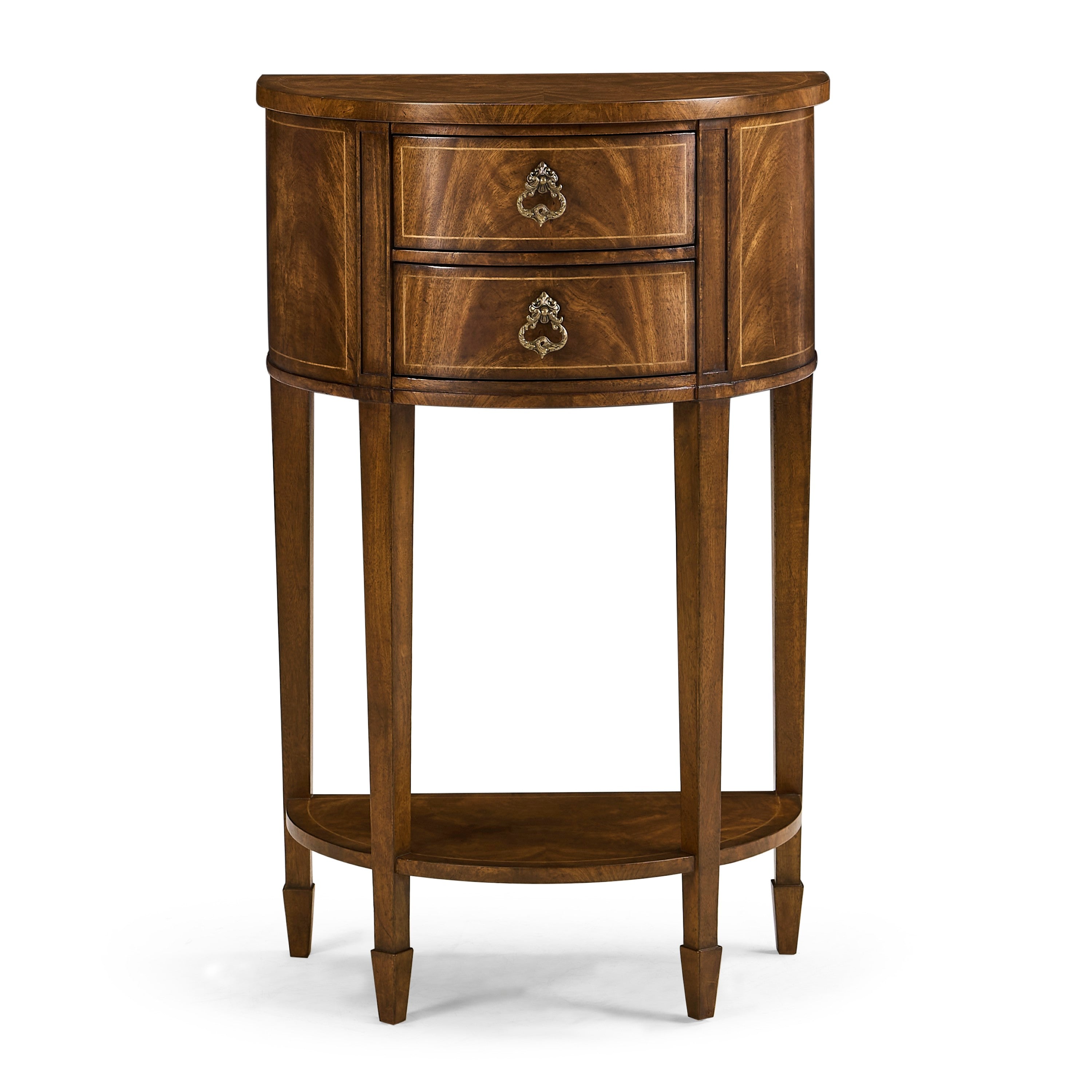 Jonathan Charles Crotch Walnut Demilune Narrow Tables ( 493929-CWM )
