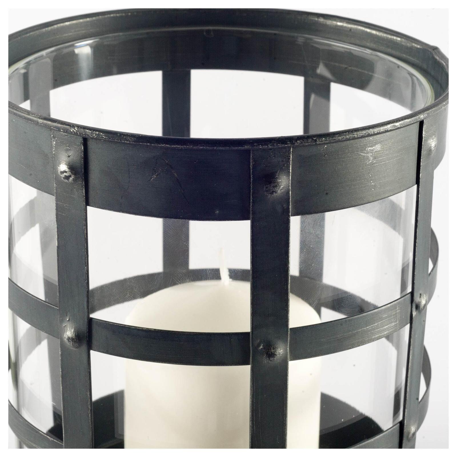 Mercana Oliver Black Metal/Glass Caged Table Candle Holder Clearance