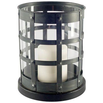 Mercana Oliver Black Metal/Glass Caged Table Candle Holder Clearance