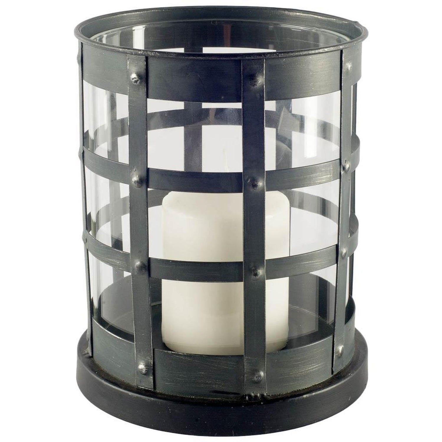 Mercana Oliver Black Metal/Glass Caged Table Candle Holder Clearance