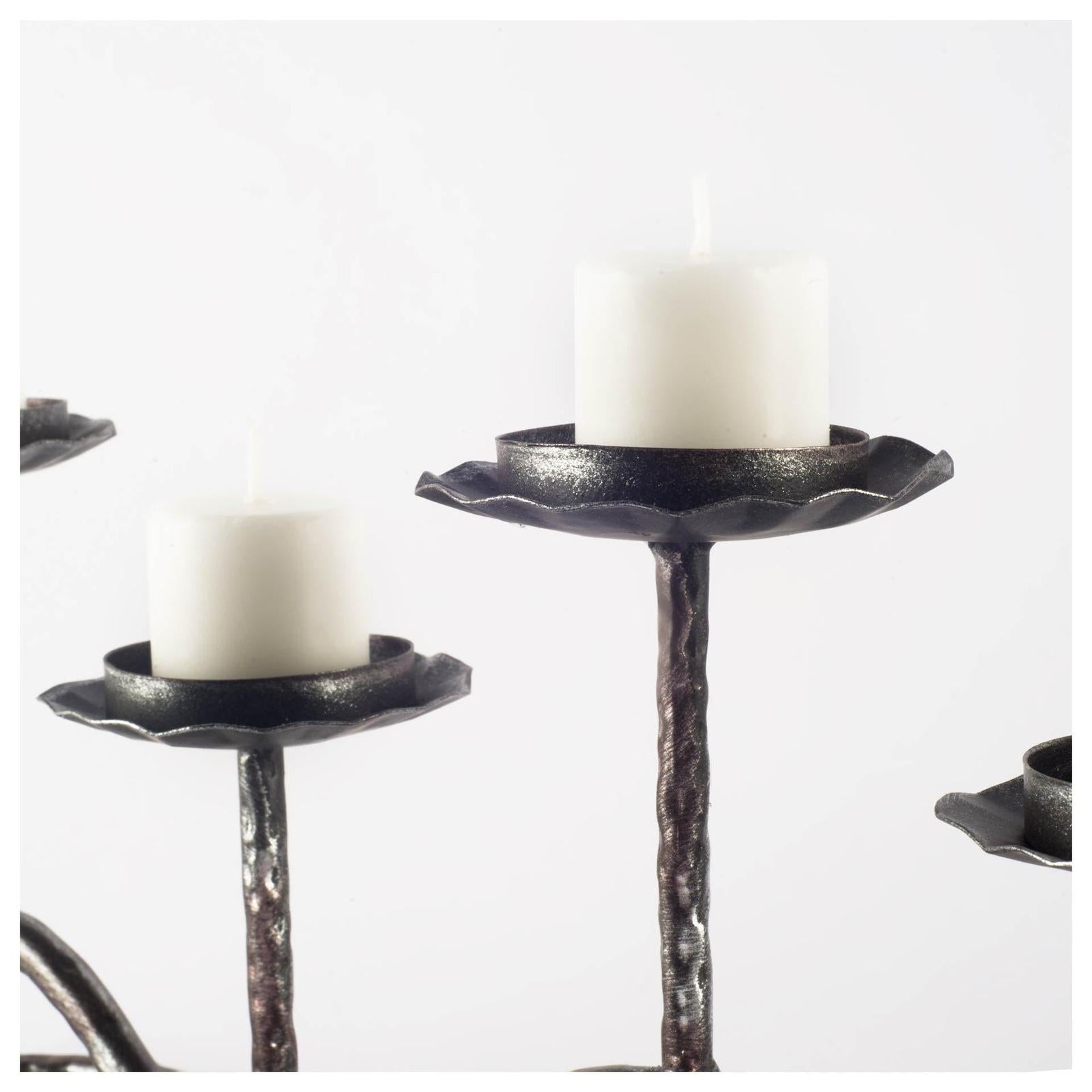 Mercana Orville Black Metal Pipe Five Tealight Table Candle Holder Clearance
