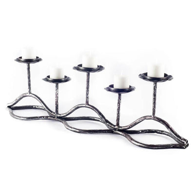 Mercana Orville Black Metal Pipe Five Tealight Table Candle Holder Clearance