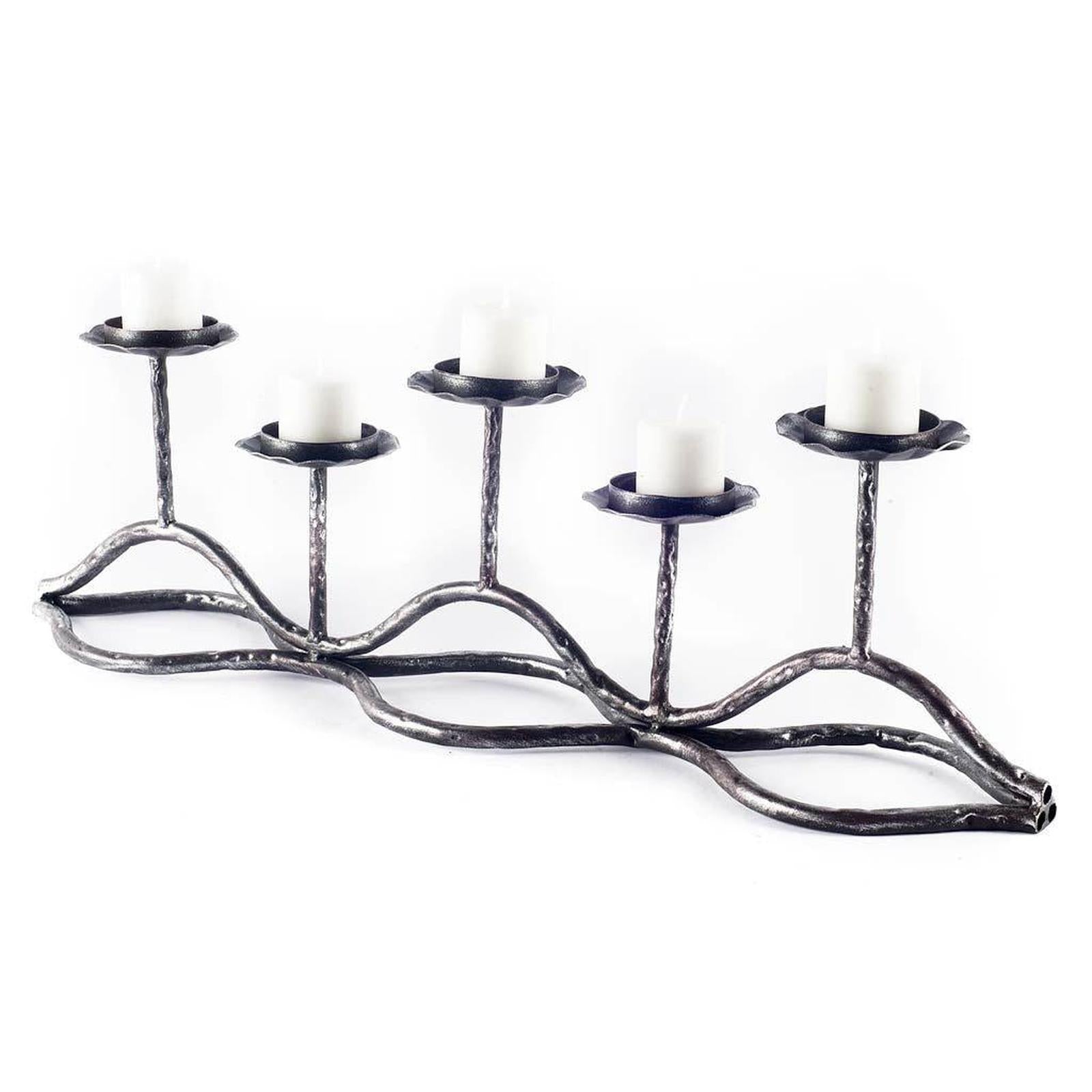 Mercana Orville Black Metal Pipe Five Tealight Table Candle Holder Clearance