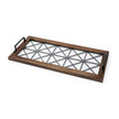 Mercana Ellingson Black Rectangular Metal Glass Wood Bottom Tray Clearance