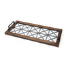 Mercana Ellingson Black Rectangular Metal Glass Wood Bottom Tray Clearance