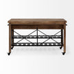 Mercana Stuart I Brown Solid Wood Top Two-Tier Black Metal Rolling Kitchen Island