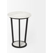 Mercana Bombola White Round Marble Top W/Black Metal Frame Accent Table