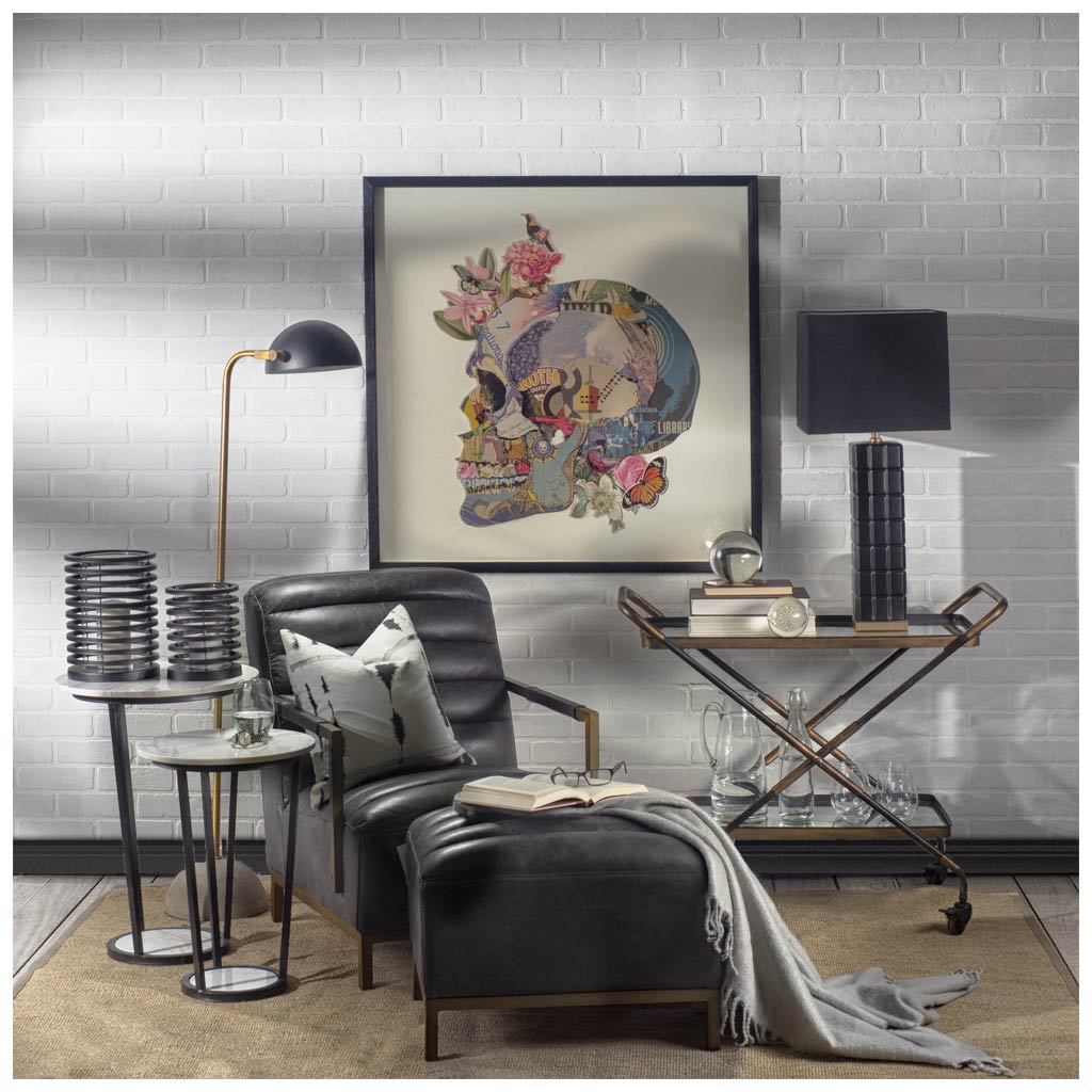 Mercana Denmark Black/Gold Concrete Base Metal Shade Floor Lamp