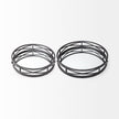 Mercana Piers Black Metal Mirrored Round Trays- Set of 2 Clearance