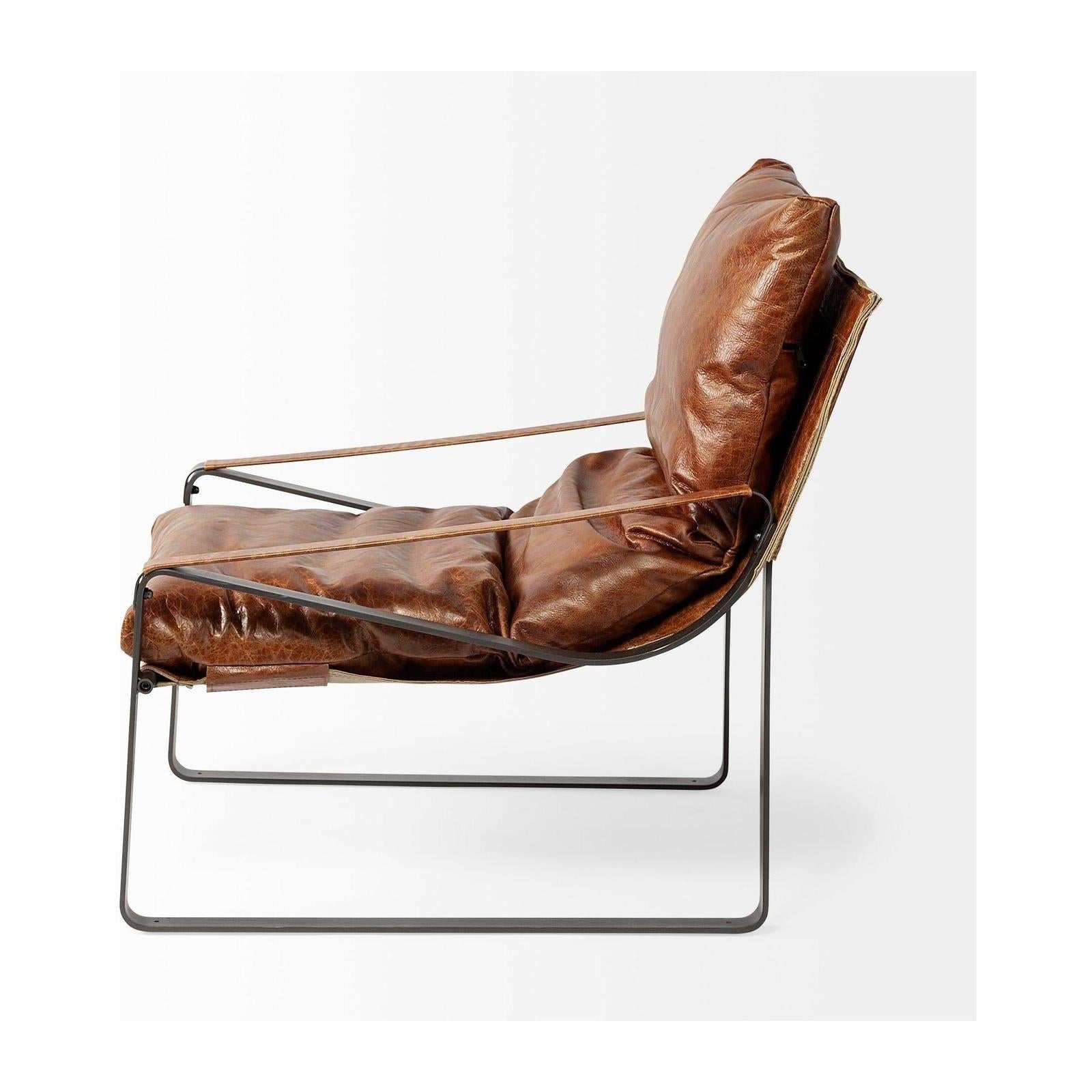 Mercana Hornet Leather Metal Frame Accent Chair