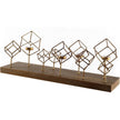 Mercana Salvador Wood Base Brass Cube Tea Light Table Candle Holder Clearance