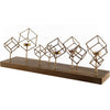 Mercana Salvador Wood Base Brass Cube Tea Light Table Candle Holder Clearance