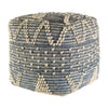 Mercana Rofi Blue Denim and Cream Cotton Stitched Square Pouf