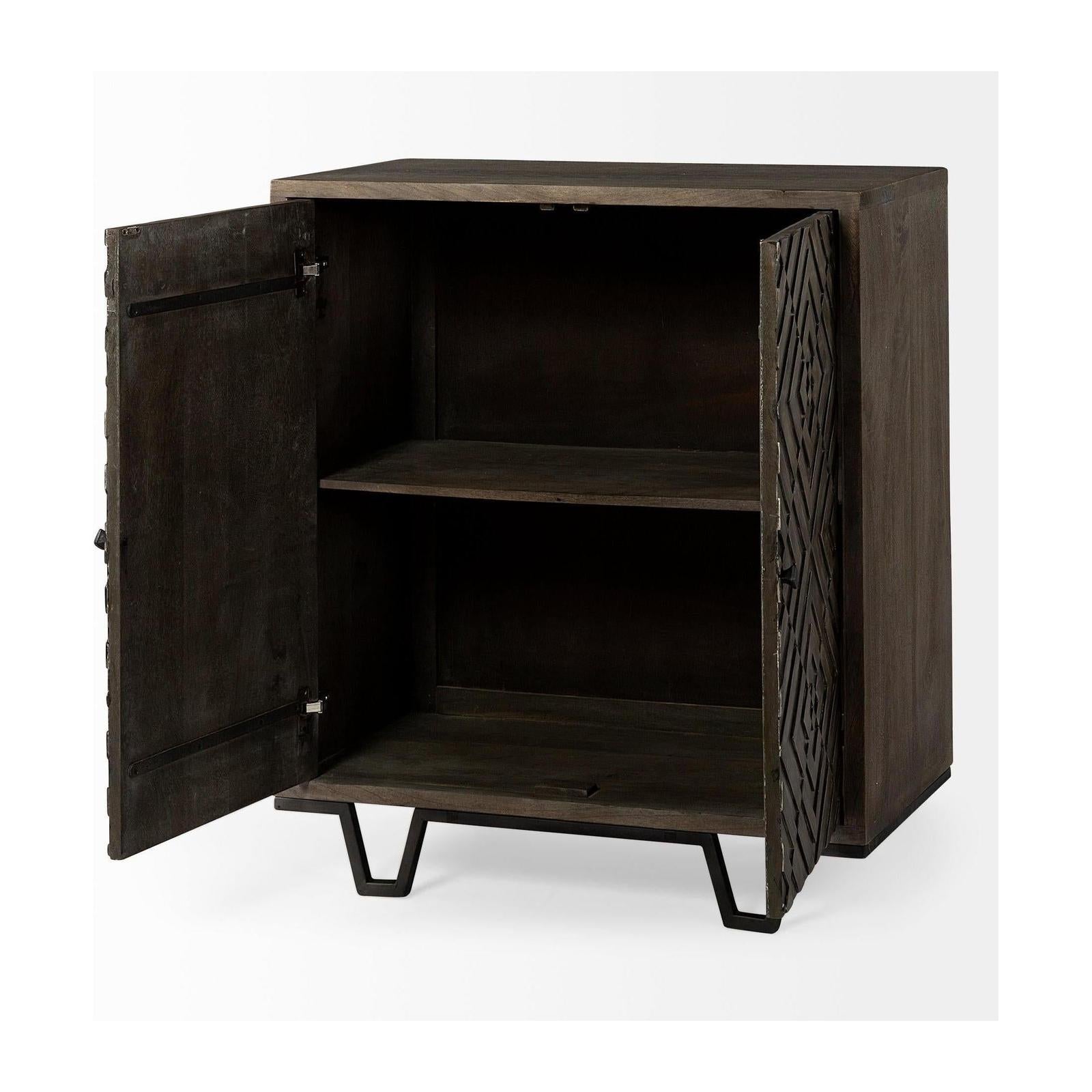 Mercana Argyle Dark Brown And Metal 2 Door Accent Cabinet Clearance