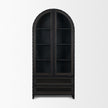 Mercana Gehry Dark Brown Metal Brown Wood and Glass Door Display Cabinet