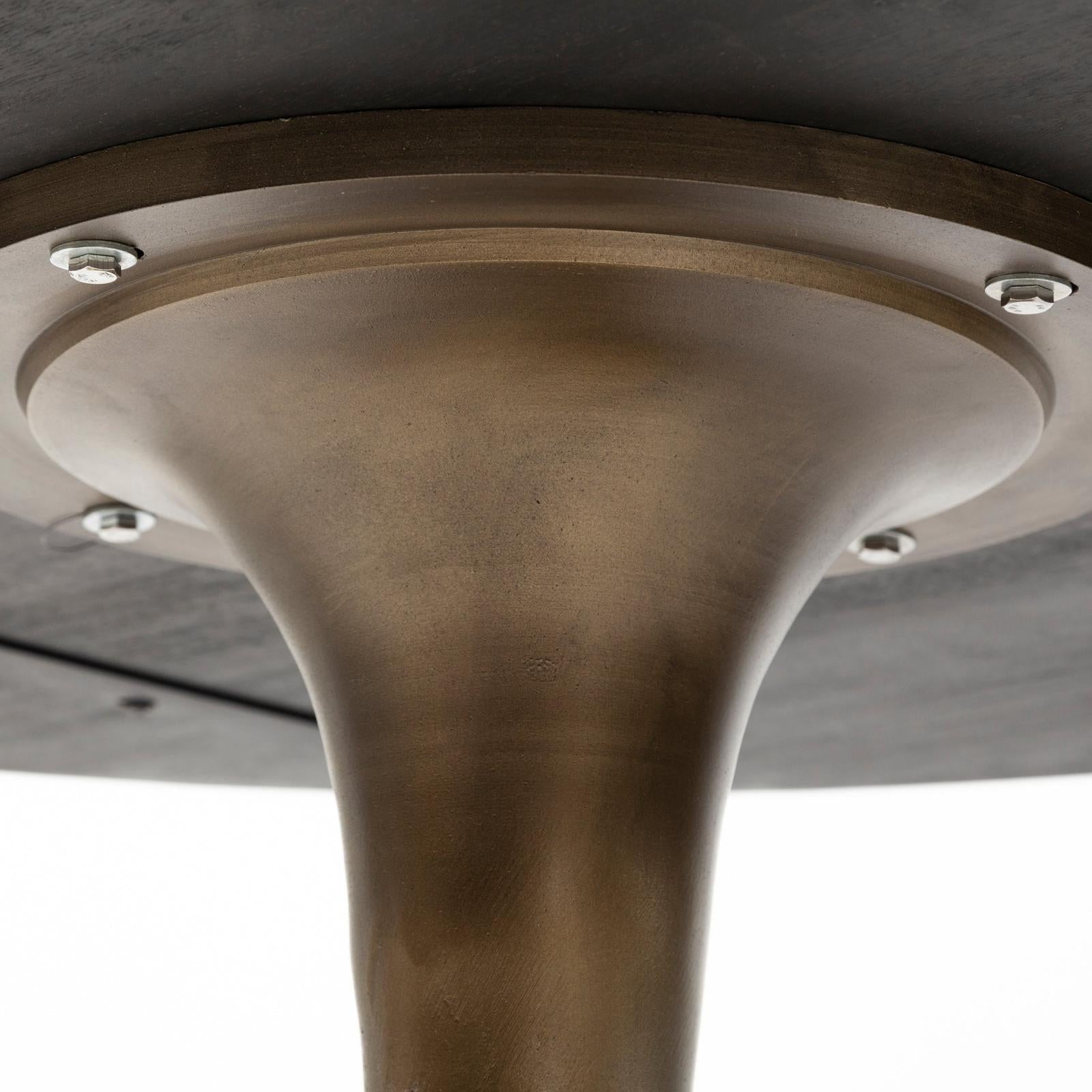 Mercana McLeod Round Brown Solid Wood Top Gold Metal Base Dining Table