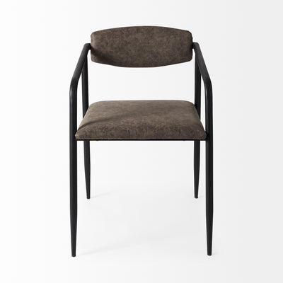 Mercana Langston Brown Faux-Leather Seat Black Iron Frame Dining Chair