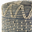 Mercana Rofi Blue Denim and Cream Cotton Stitched Square Pouf