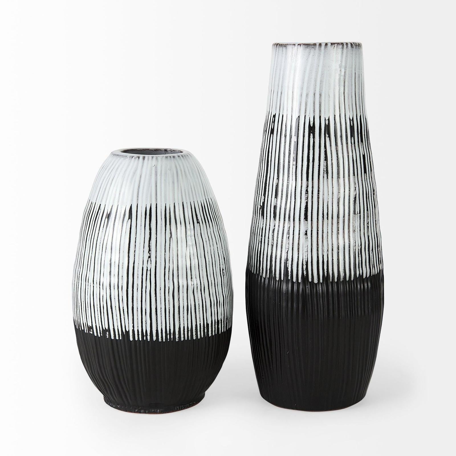 Mercana Tanami Dark Brown/White Glazed Ceramic Vase Clearance