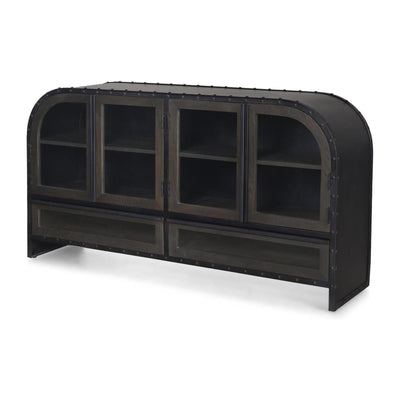 Mercana Gehry Black Metal Frame w/Wood Accent 4 Cabinet Door Two Drawer Sideboard