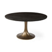 Mercana McLeod Round Brown Solid Wood Top Gold Metal Base Dining Table