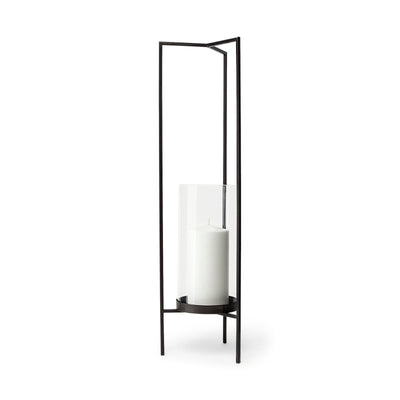 Mercana Abigail I Large Gunmetal Gray Metal Table Candle Holder