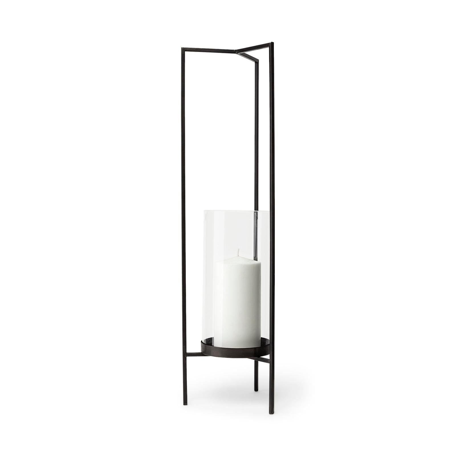 Mercana Abigail I Large Gunmetal Gray Metal Table Candle Holder