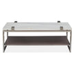 Magnussen Home Paradox Pearl White And Roasted Almond And Brushed Platinum Rectangular Cocktail Table