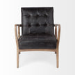 Mercana Phineas Black Leather W/ Brown Wooden Frame Accent Chair
