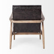 Mercana Phineas Black Leather W/ Brown Wooden Frame Accent Chair
