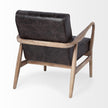 Mercana Phineas Black Leather W/ Brown Wooden Frame Accent Chair