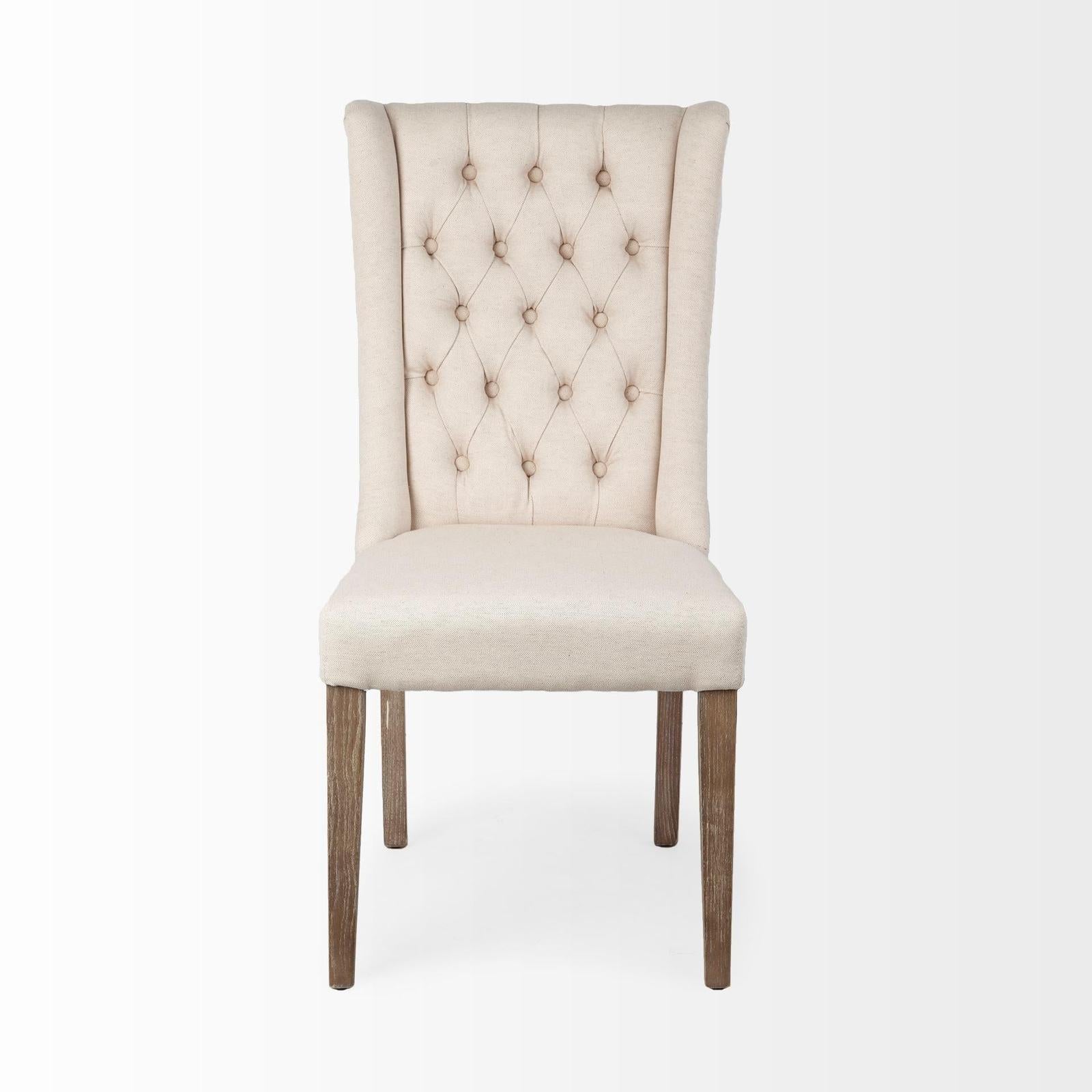 Mercana Mackenzie Plush Linen Covering Ash Solid Wood Base Dining Chair Clearance