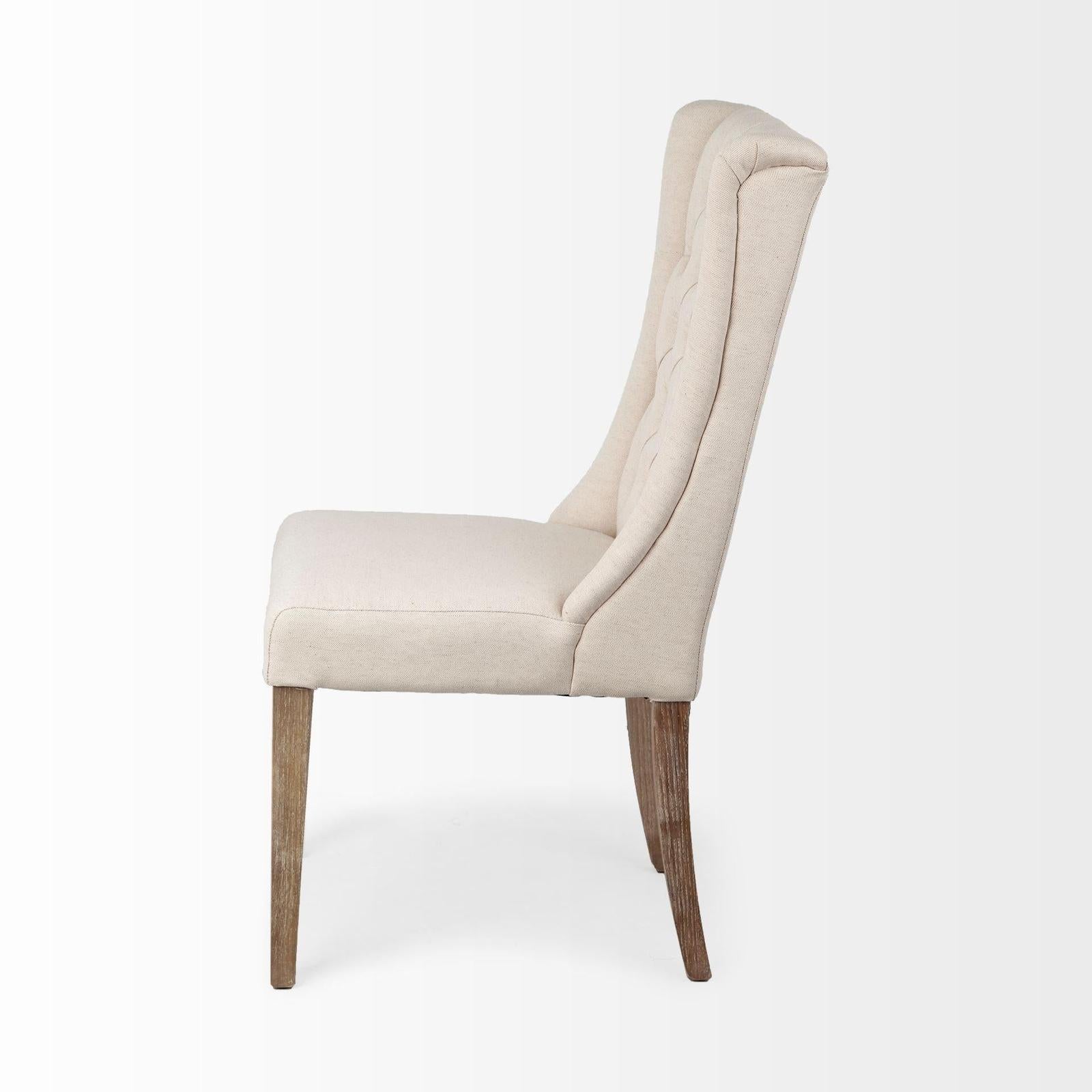 Mercana Mackenzie Plush Linen Covering Ash Solid Wood Base Dining Chair Clearance