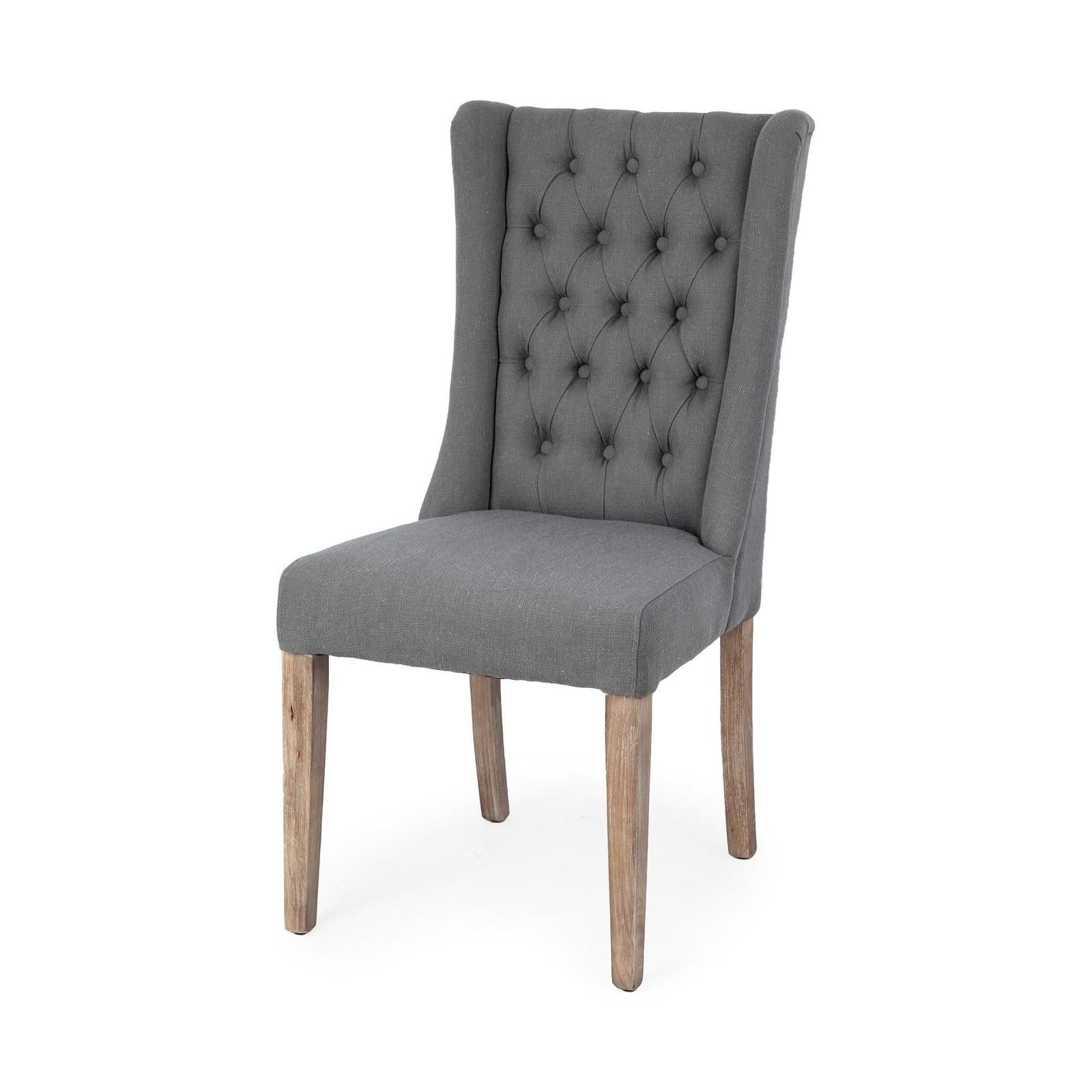 Mercana Mackenzie Plush Linen Covering Ash Solid Wood Base Dining Chair Clearance