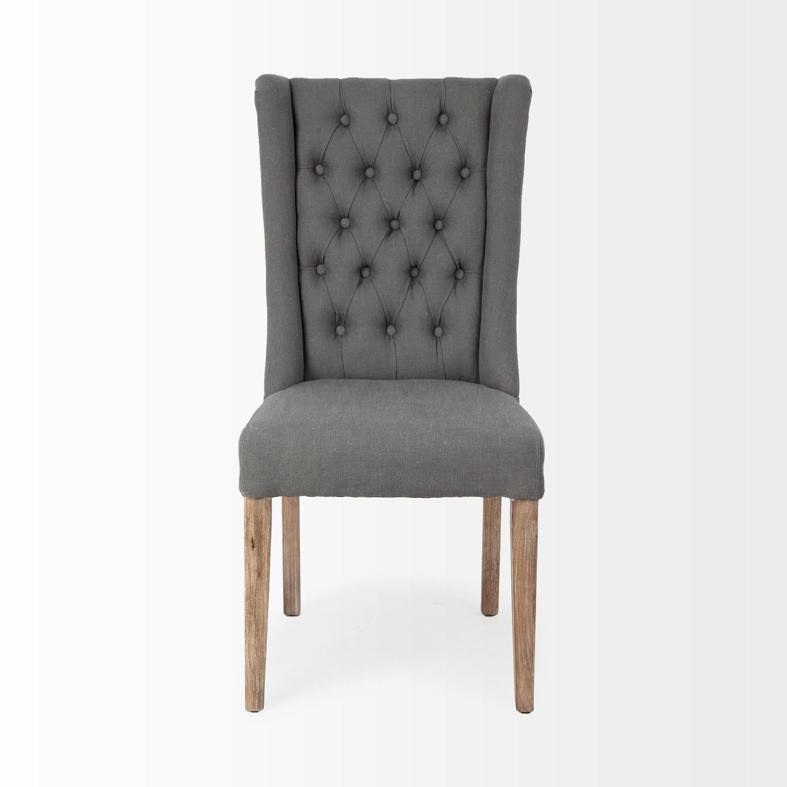 Mercana Mackenzie Plush Linen Covering Ash Solid Wood Base Dining Chair Clearance