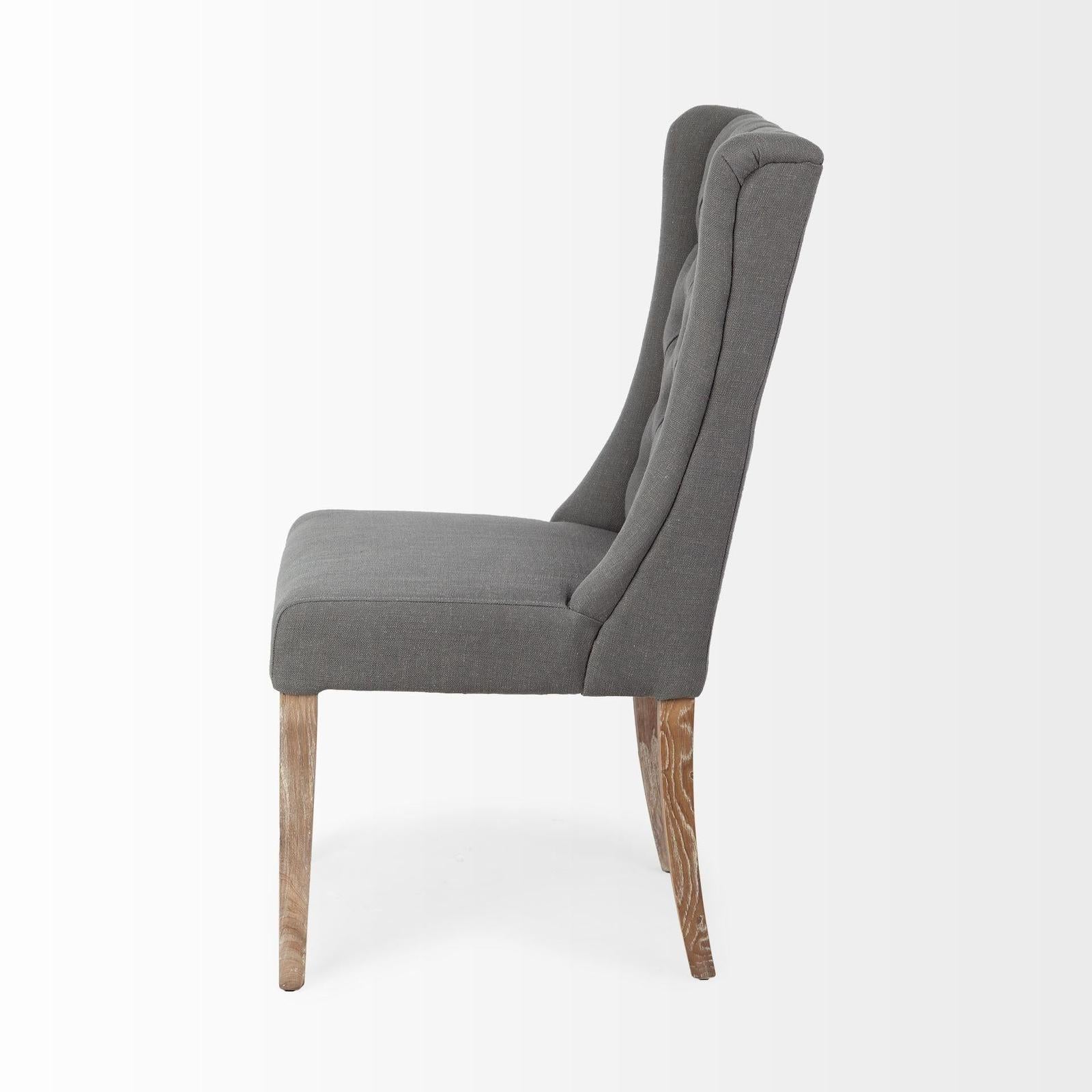 Mercana Mackenzie Plush Linen Covering Ash Solid Wood Base Dining Chair Clearance
