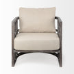 Mercana Skylar Fabric Covered Cushioned Demi-Lune Wooden Frame Accent Chair