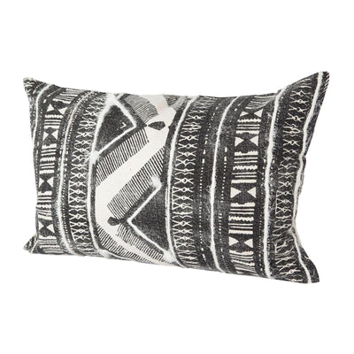 Mercana Beveridge II 14 x 26 Black And White Embroidered Pattern Decorative Pillow Cover