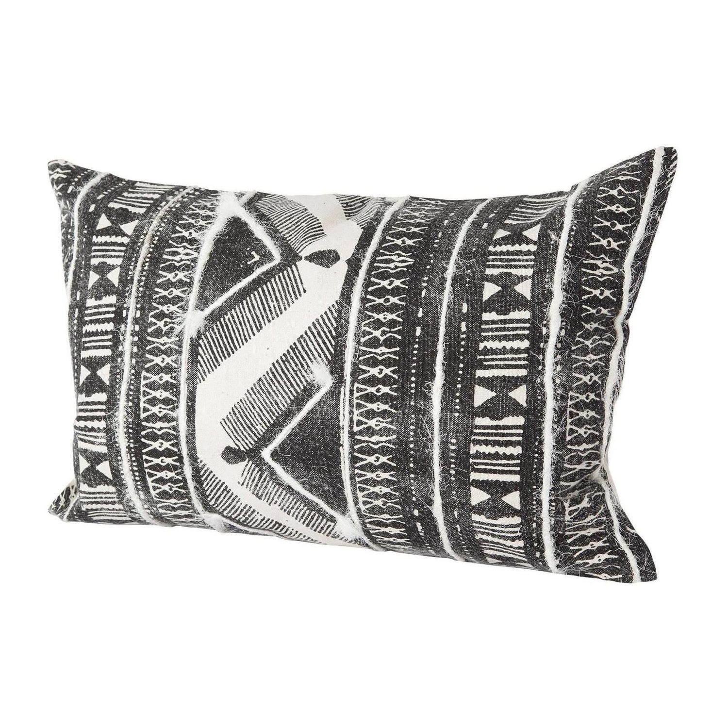 Mercana Beveridge II 14 x 26 Black And White Embroidered Pattern Decorative Pillow Cover