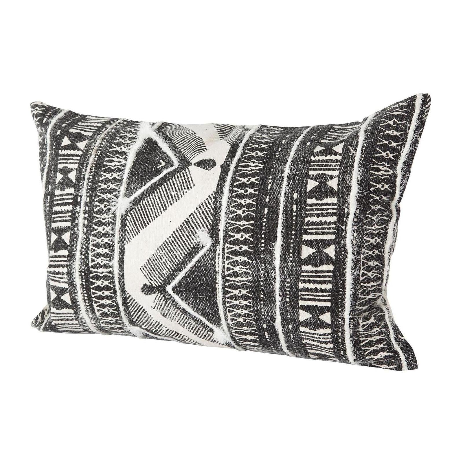 Mercana Beveridge II 14 x 26 Black And White Embroidered Pattern Decorative Pillow Cover