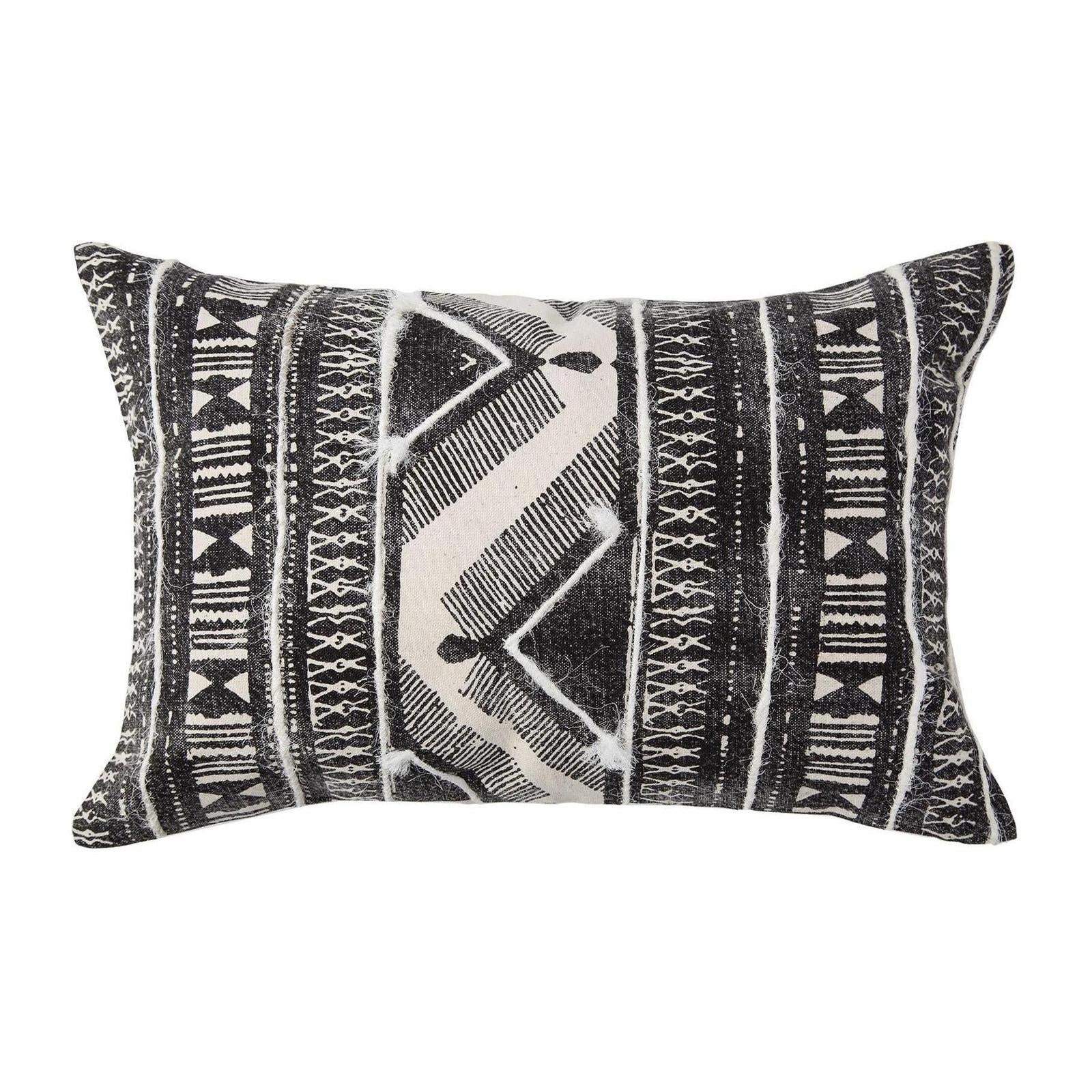 Mercana Beveridge II 14 x 26 Black And White Embroidered Pattern Decorative Pillow Cover