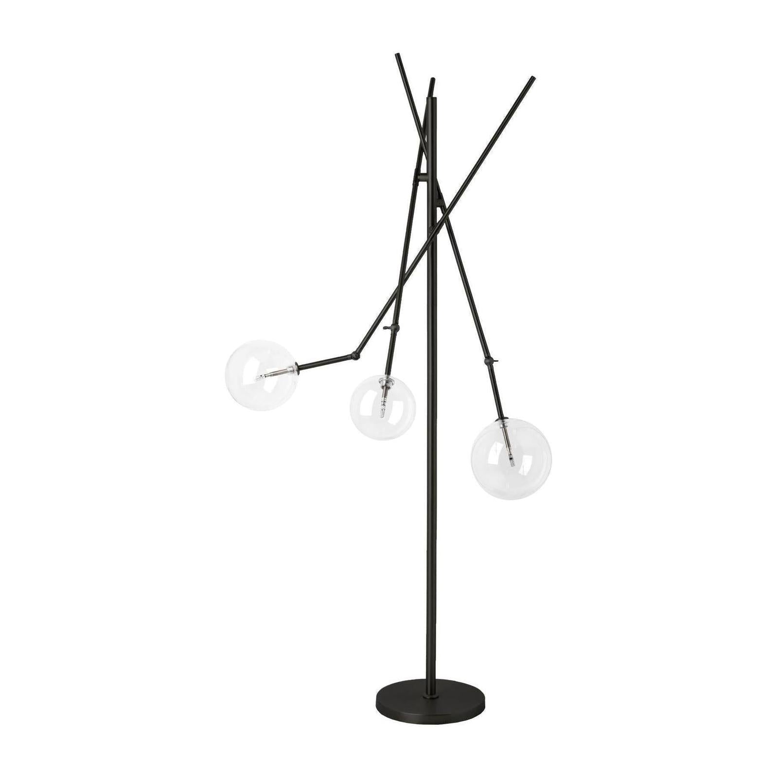 Mercana Connor Black Metal Glass Globe Three Light Floor Lamp Clearance