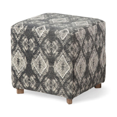 Mercana Pallu 18.75"H Dhurrie Cotton Cover w/Four Wooden Legs Ottoman Clearance