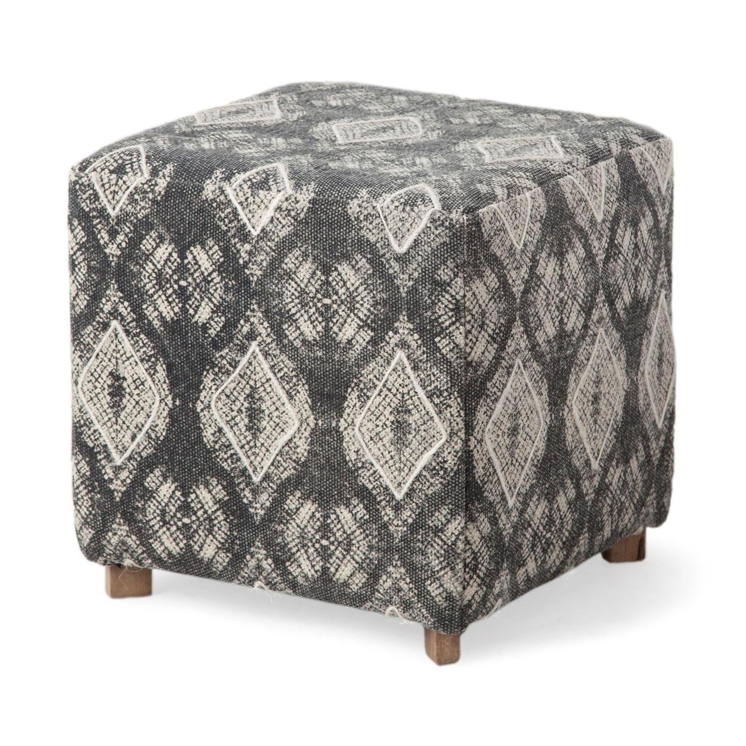 Mercana Pallu 18.75"H Dhurrie Cotton Cover w/Four Wooden Legs Ottoman Clearance