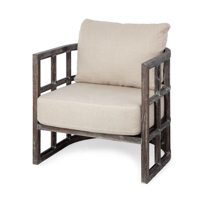 Mercana Skylar Fabric Covered Cushioned Demi-Lune Wooden Frame Accent Chair