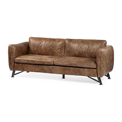 Mercana Cobain 84" Brown Leather Two Seater Sofa Clearance