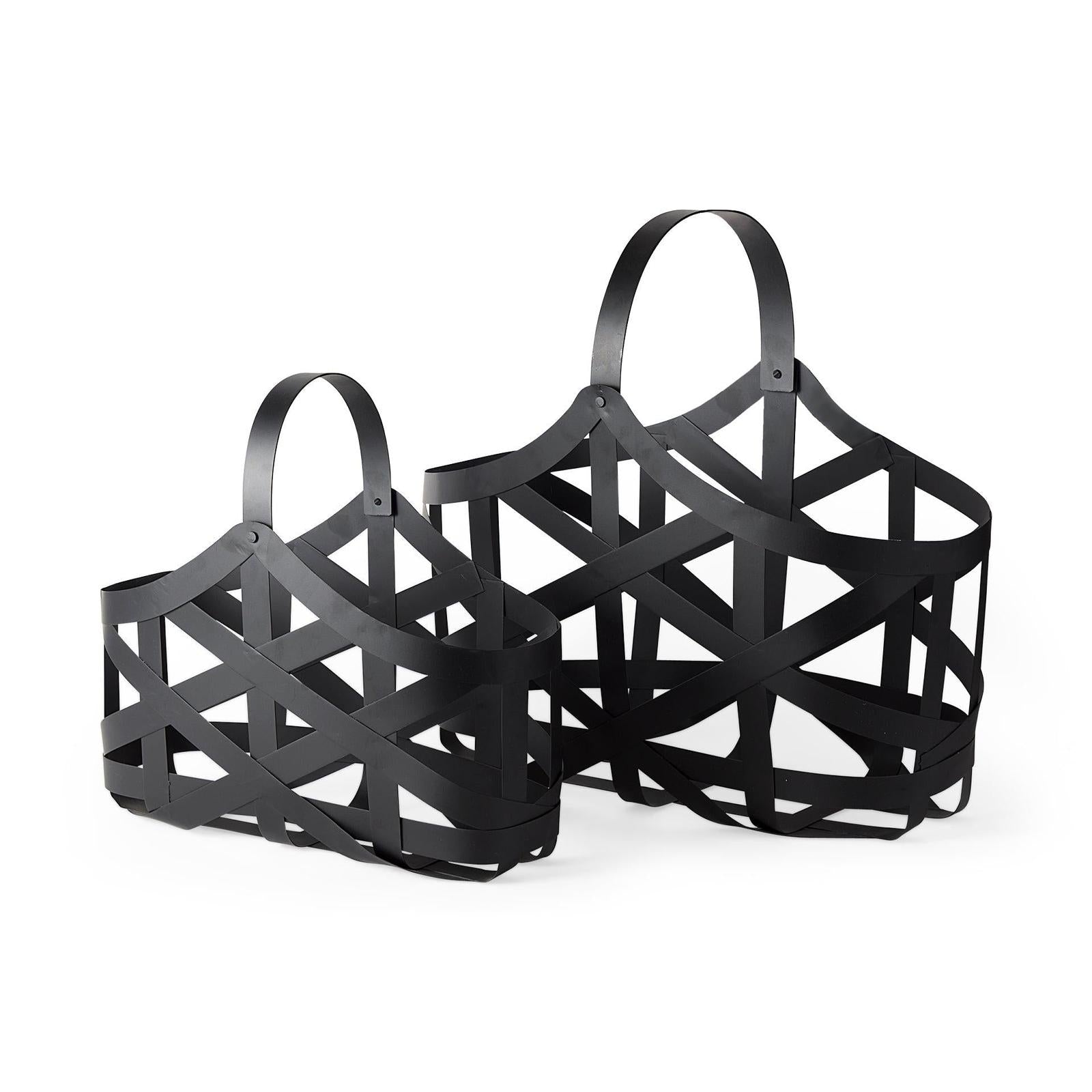 Mercana Tyrell Black Iron Metal Baskets-Set of 2